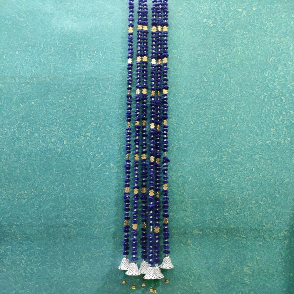 Blue Pom Pom With Golden Kalash Latkan for Diwali Decorations,1 Pair,5 feet