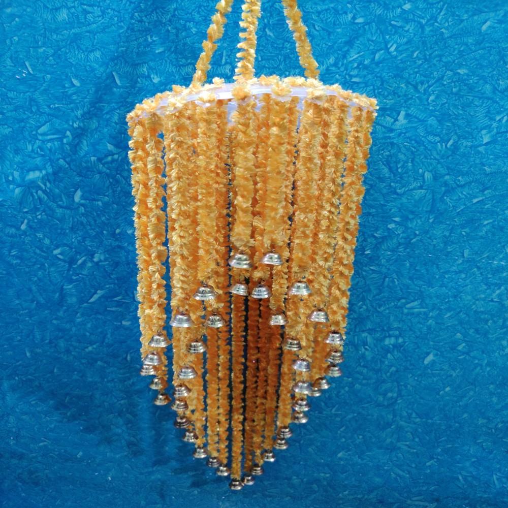 (Yellow) Handmade Wall Hanging Round Shape Two Layered Jhumar